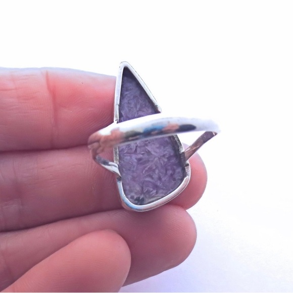Genuine Charoite Gemstone Sterling Silver Ring Size 9.5 - Picture 4 of 4